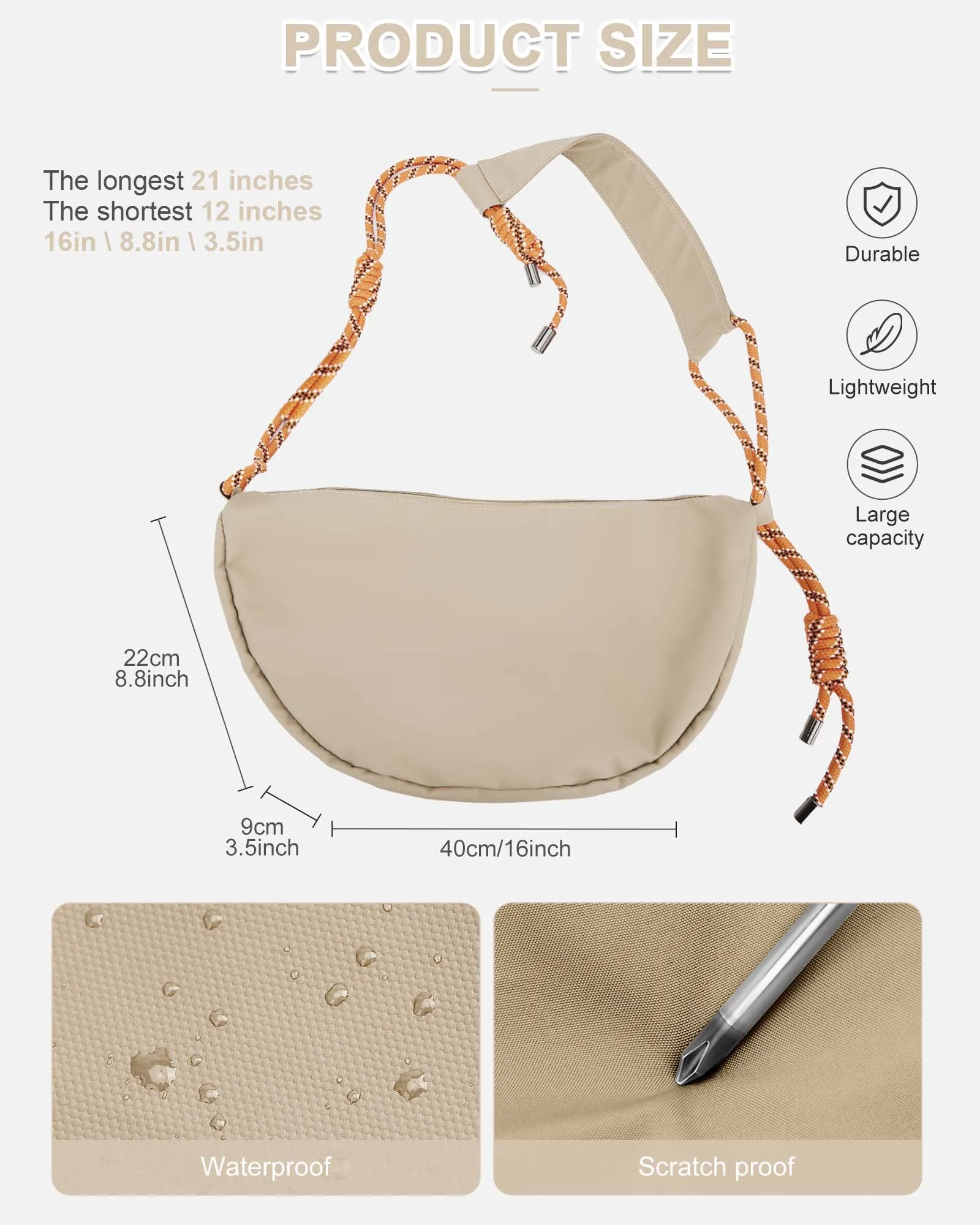 Small Sling Crossbody Bags for Women Men Trendy,Water Resistant Mini Crescent Bag with Adjustable Strap,Lightweight Shoulder Bag