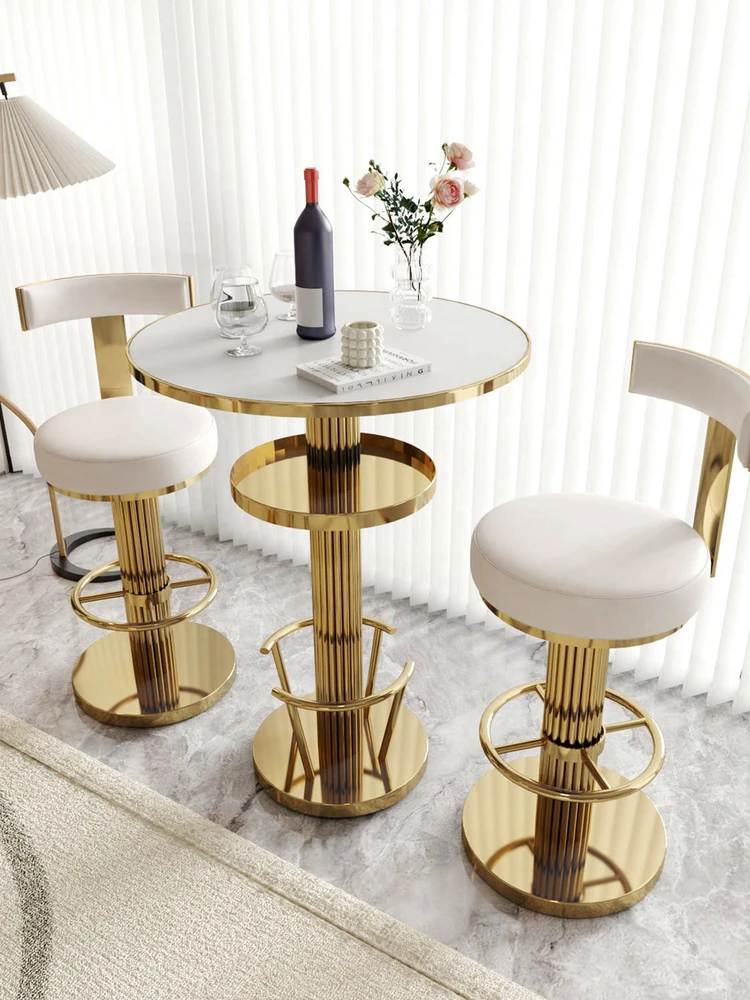 طاولة مستديرة طويلة شرفة طاولة بار ضوء المنزلية الفاخرة قسط الترفيه كرسي طويل الساق طاولة القهوة بار #1