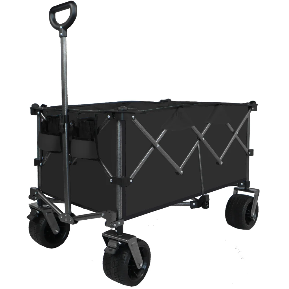 Collapsible Folding Wagon Push Pull Foldable Beach Wagon Cart Wagon Boasts A Sturdy Metal Frame That Can Support Up To190 Lbs