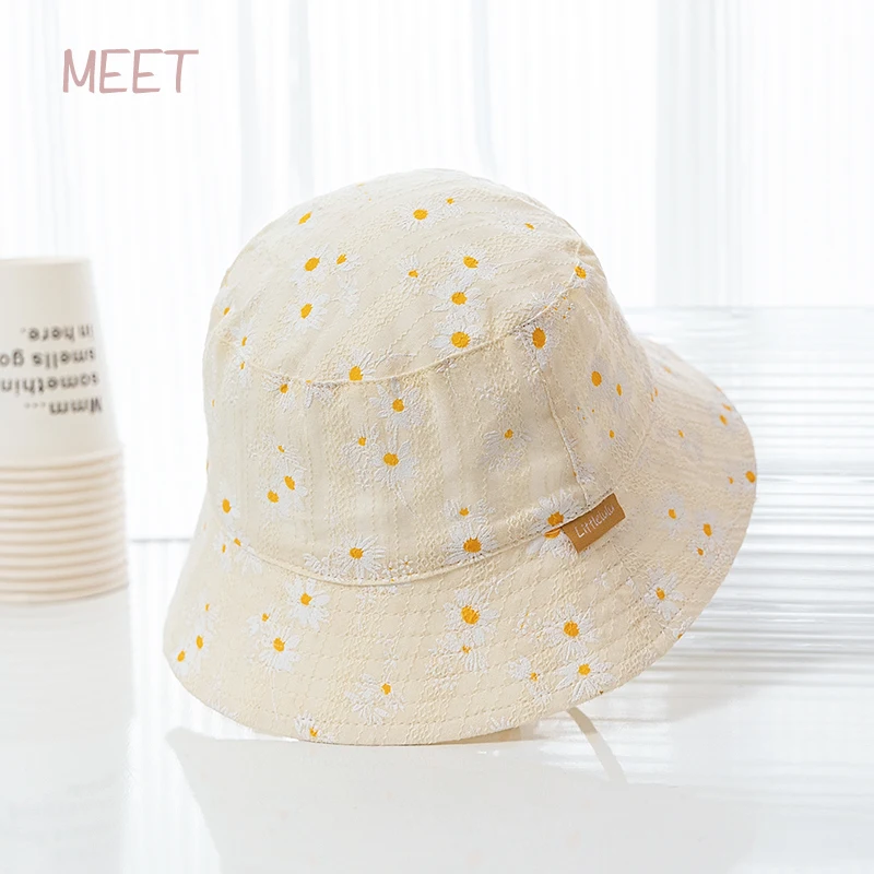 Boys and Girls' Spring/Summer Sunscreen Hat Thin Cotton Cute Embroidery Little Daisy Hat