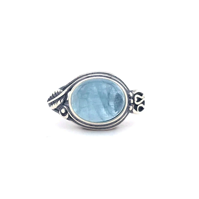 Imagem -03 - Sterling Silver Oval Anéis Aquamarine Natural para Mulheres Jóias para Aniversário e Presente de Natal 8*10 mm 925