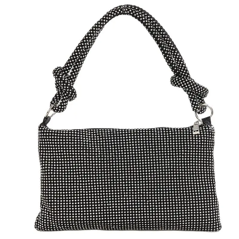 Grün frauen Tasche Diamant Verzierte Party Hand Tasche Glänzende Verknotet Strass Handgemachte Achselhöhle Hochzeit Bankett Tasche