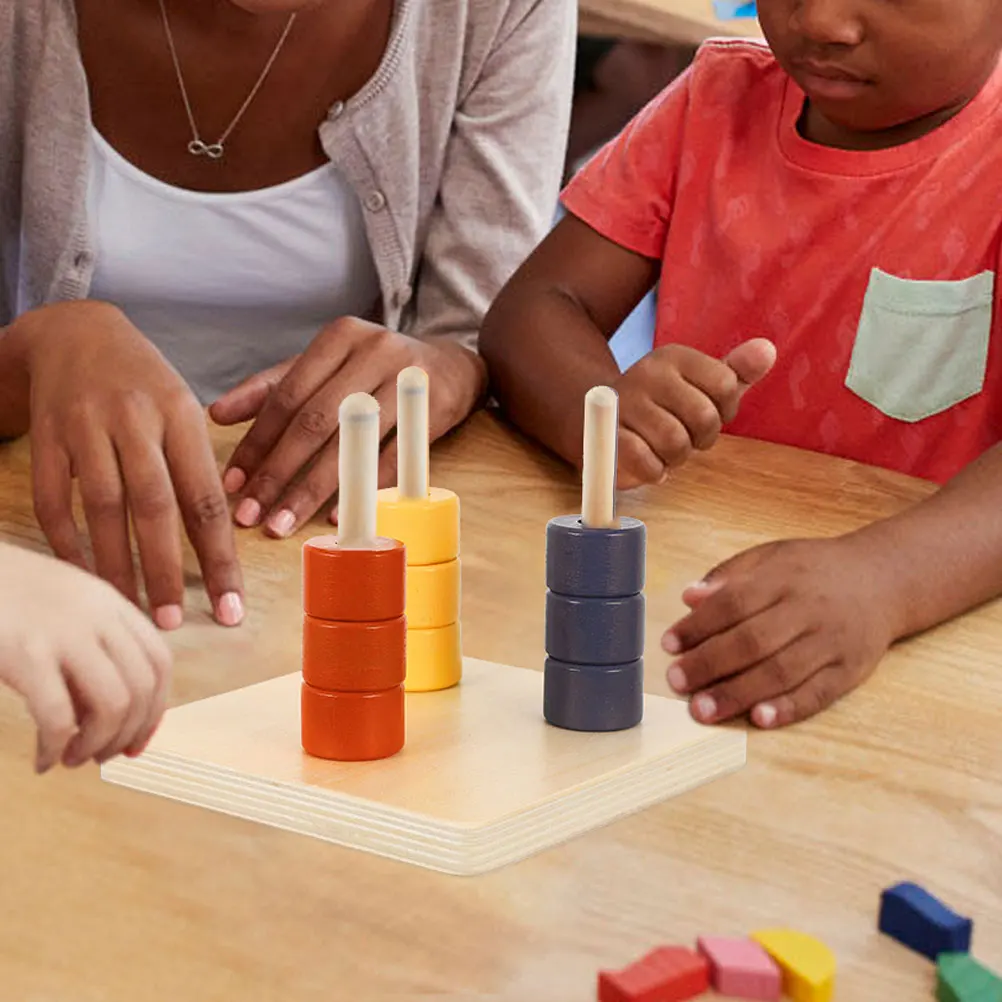 Education Toy Baby Stacking Toys Teaching Aids Creative Cylindrical Ring Early Educational Wooden Column Child