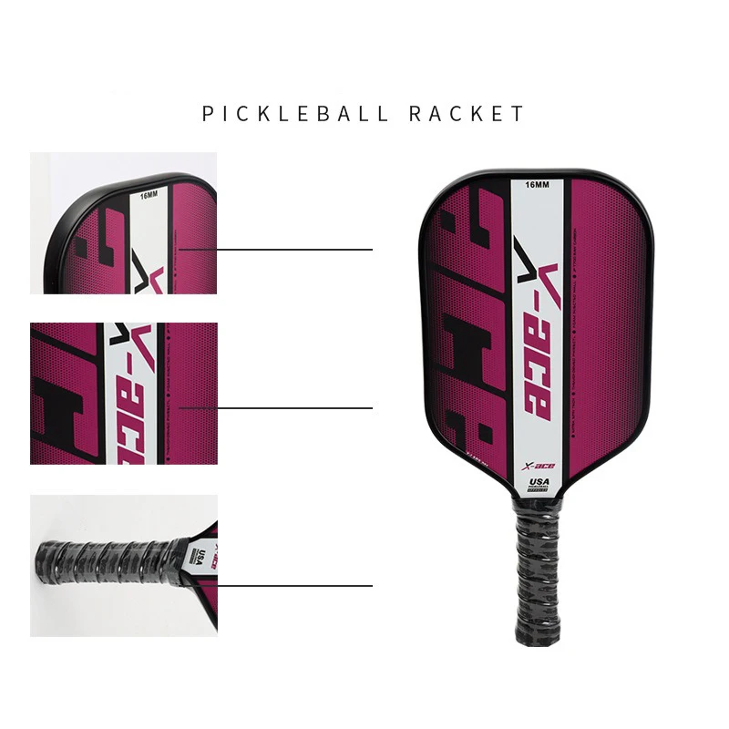 X-ACE-Koolstofvezel Pickleball Tennisracket Paddle Set, Professionele Competitie Pick Cricket, Sportracket