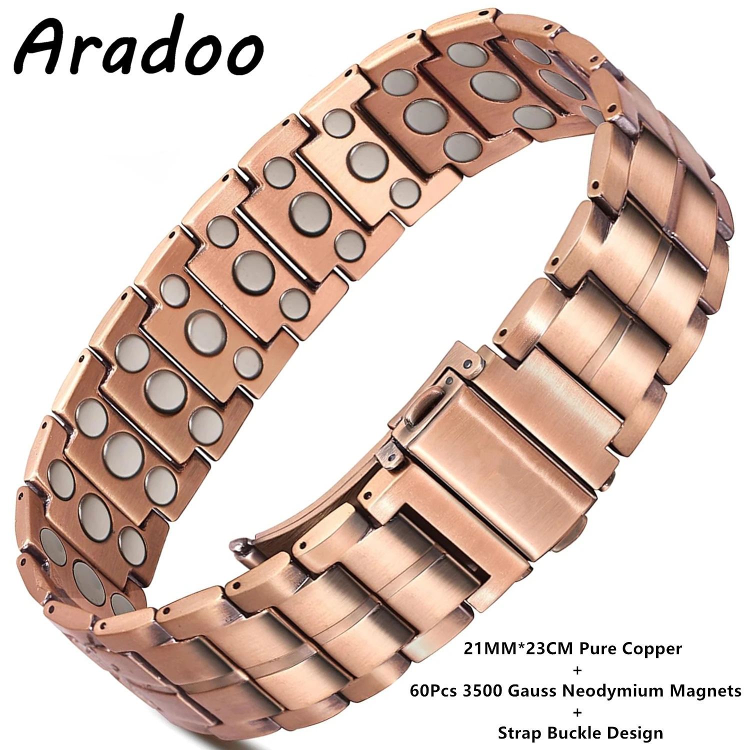 ARADOO 3X Strength 3500 Gauss Magnetic Copper Bracelet for Men Pure Copper Neodymium Magnets Bangle Wristband Jewelry Gifts