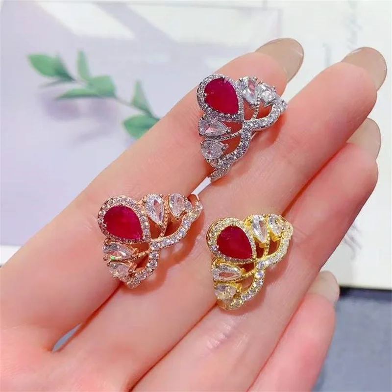 

Natural Original Ruby Wedding Ring for Women 925 Sterling Silver Women Ring Elegant Anniversary Gift with Certificate