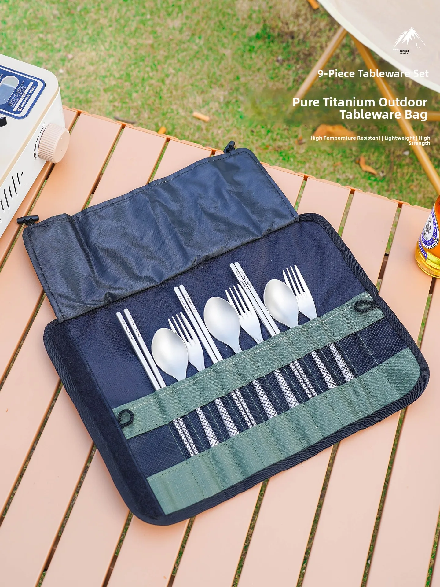

Pure Titanium Outdoor Chopstis Spoon Set Portable Cam Picnic Utensils Storage Bag Cooking Dining Utensil Set for Hiking