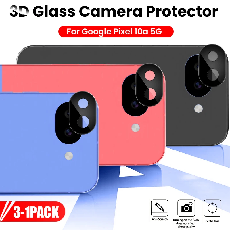 

Защитная пленка из 3D-изогнутого закаленного стекла для камеры Google Pixel 10a (3-1 шт.), черная, 9H+HD