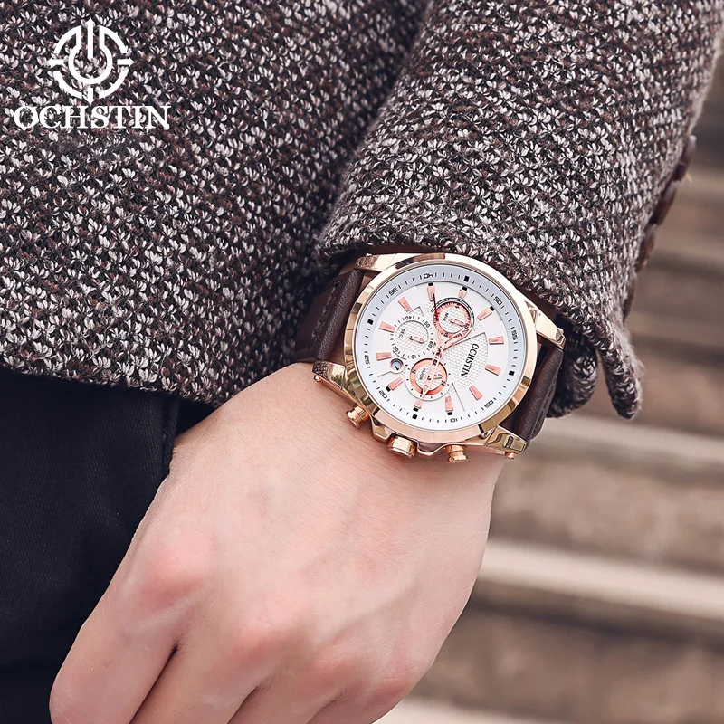 Promotional OCHSTIN 2024 Fashion Trend Multifunction Automatic Quartz Movement Waterproof Watch Men's Quartz Watch