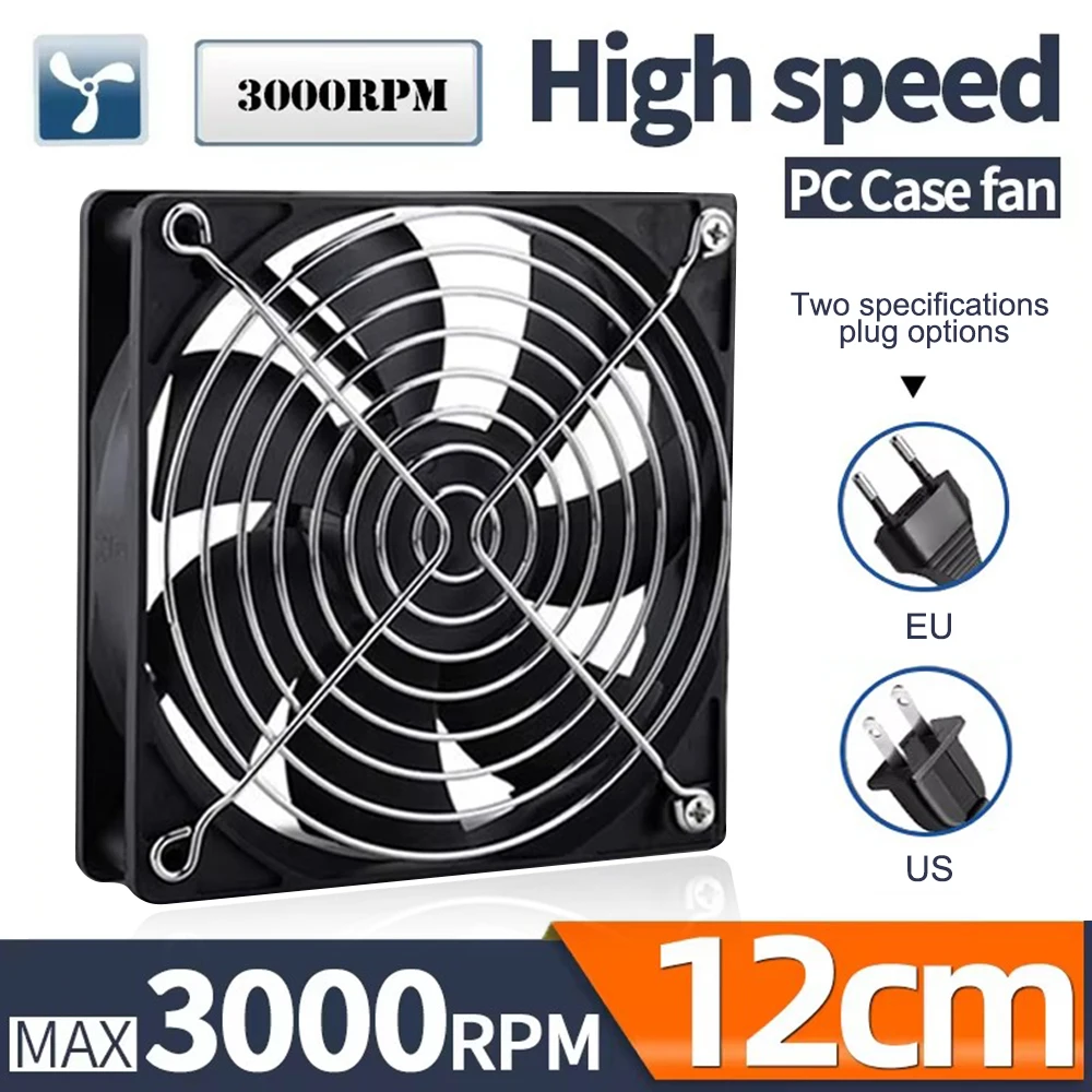 3000RPM Fan Cooling With Controller 120mm 12cm 12V 220V Btc Machine Chassis Workstation Cabinet Radiator Server Fan 2024 NEW