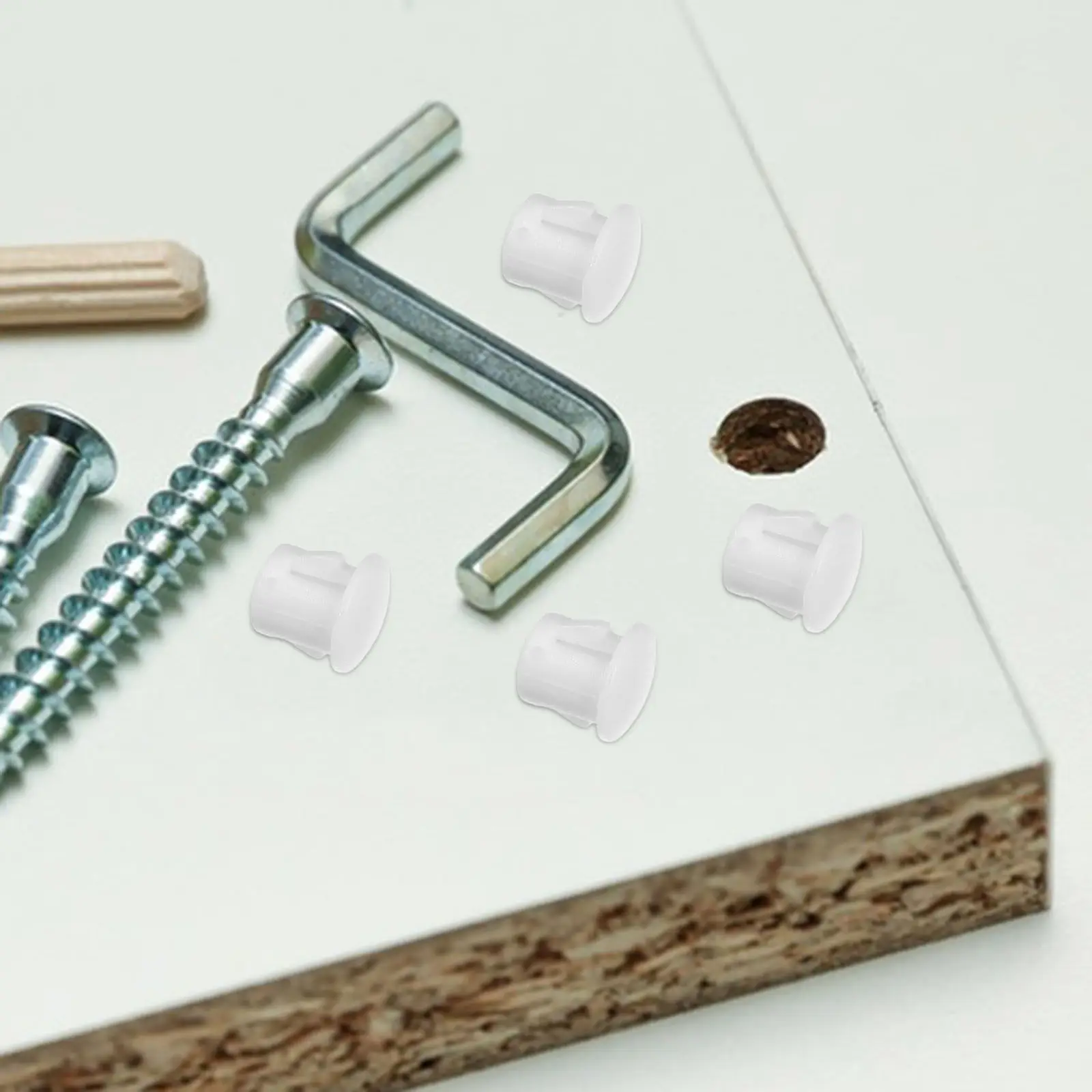 

100Pcs Plastic Hole Plugs for Round Holes Cover Caps for Cabinet Furniture Doors - Screw Hole Filler Decorative Stopper