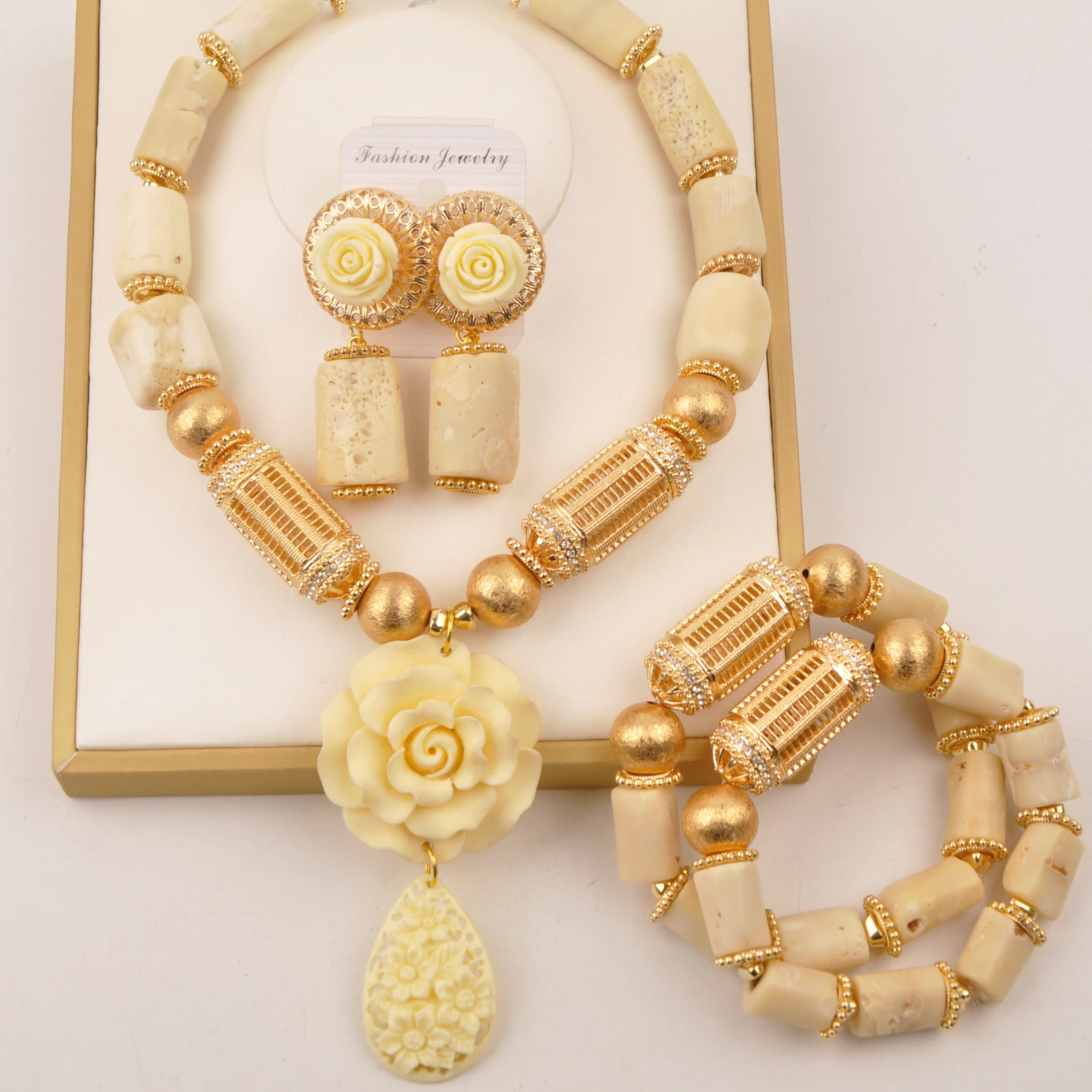 

White Original Coral Bead Nigerian Bride Wedding Jewelry Sets