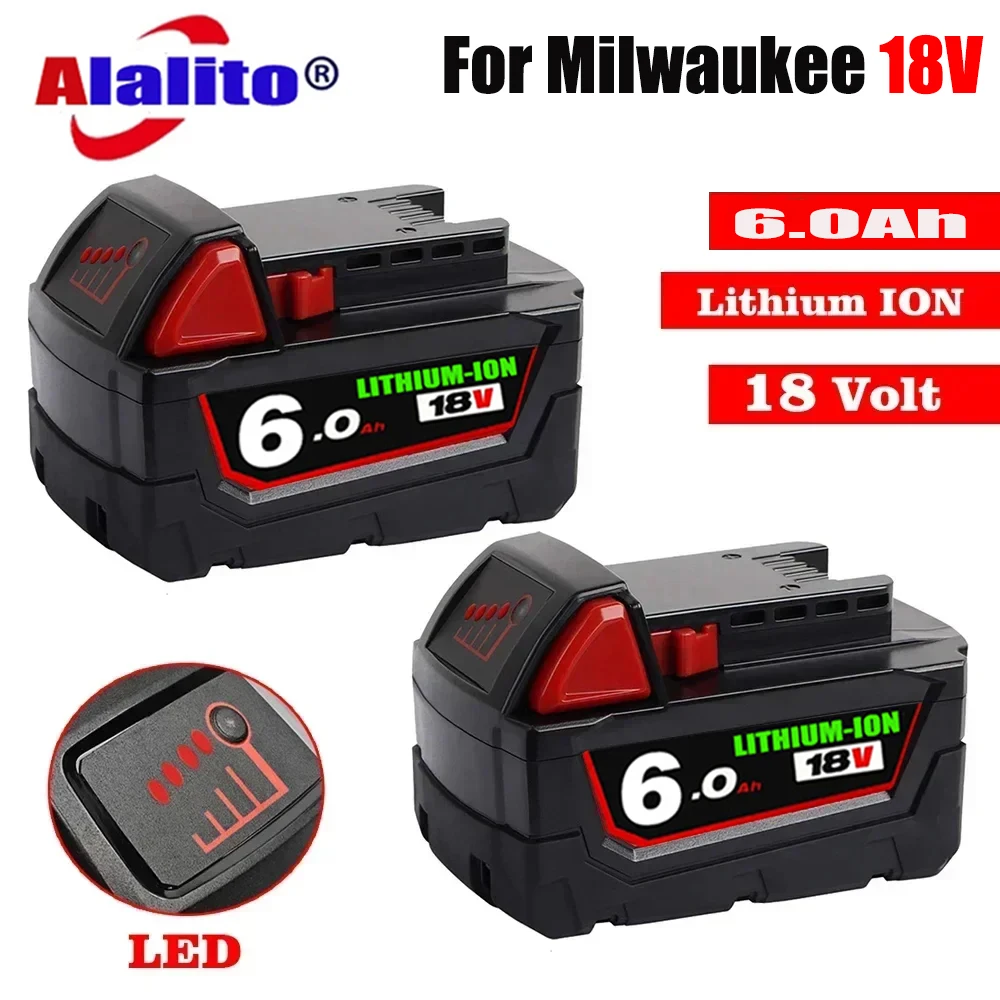 

Original 18V 6.0Ah Replacement Lithium Ion Battery For Milwaukee M18 Power Tool Batteries 48-11-1815 48-11-1850 48-11-1860 Z50