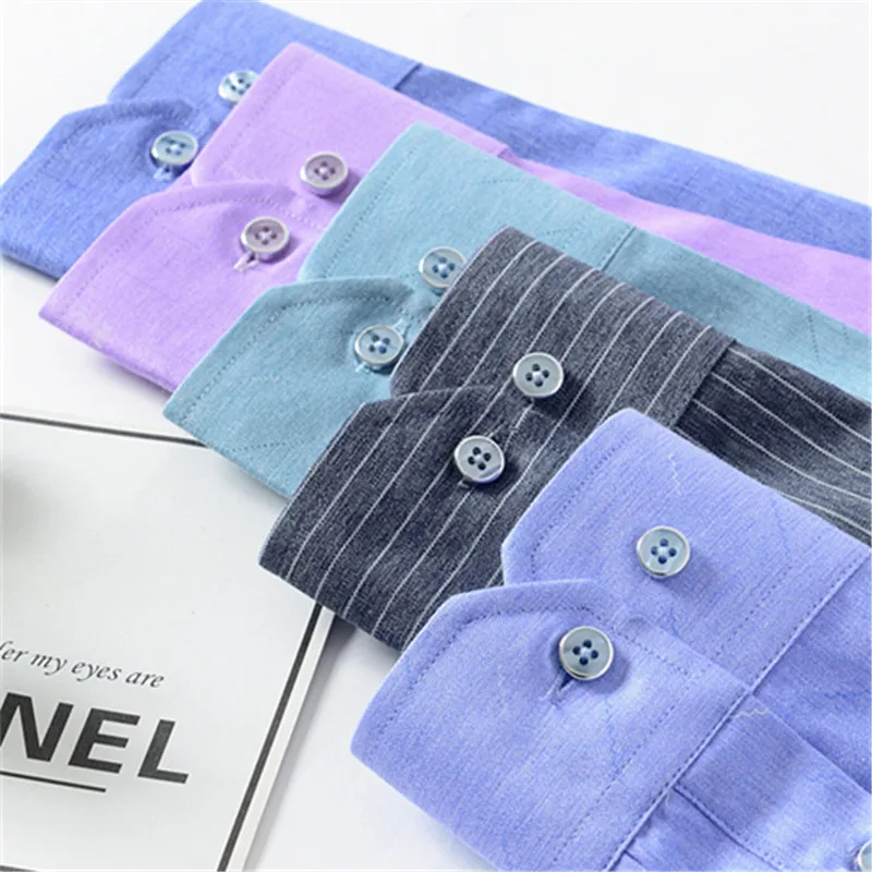 Fashion Men's Shirt Long Sleeve Four Seasons Soft Slim Fit No-iron Office Formal Print Plaid Social Pocket Design High Quality