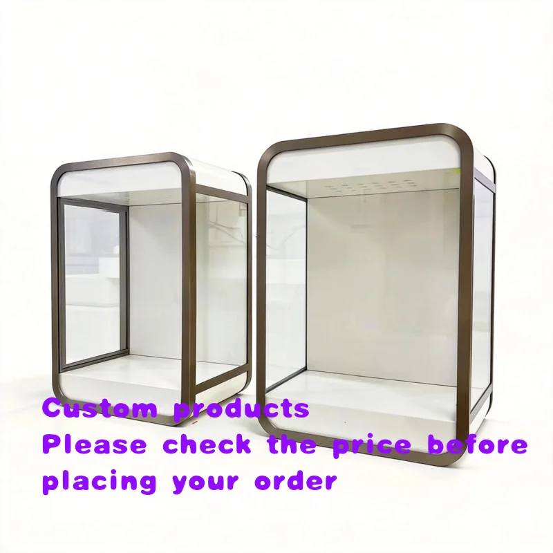 custom.Modern Rounded Eco-Friendly Customizable Jewelry Display Showcase LED Stainless Steel Glass Cabinet Retail Boutique S