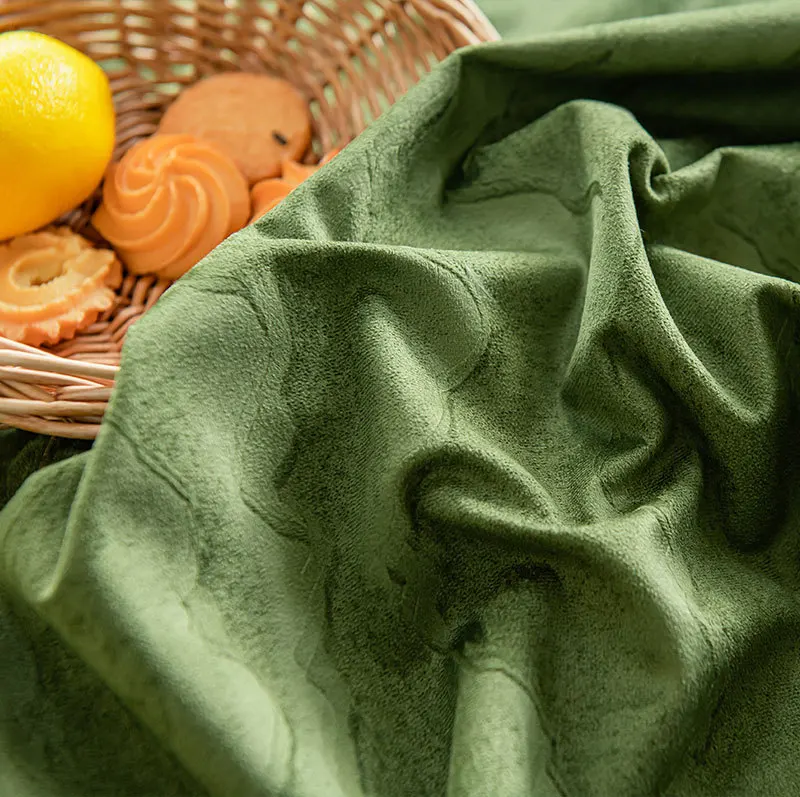 Tende in velluto goffrato oscurante con paesaggio verde di lusso leggero francese per il prodotto finito della camera da letto della sala da pranzo