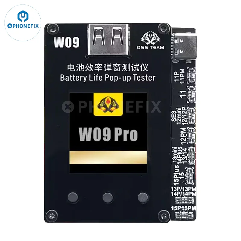 OSS W09 Pro Battery Cycle Reset Programmer W09 Pro Flex Cable Battery Life Pop Up Tester for iPhone 11-15PM Battery Calibration