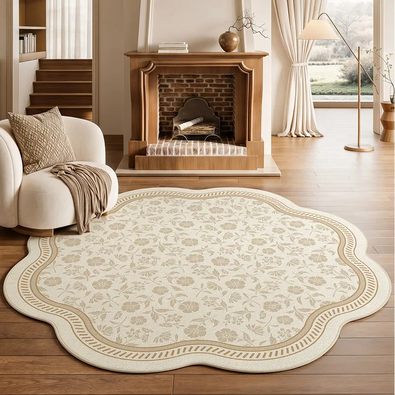 French Style Living Room Decoration Soft Carpet Irregular Shape Rugs for Bedroom Washable Lounge Floor Mat Anti-slip Bedside Rug