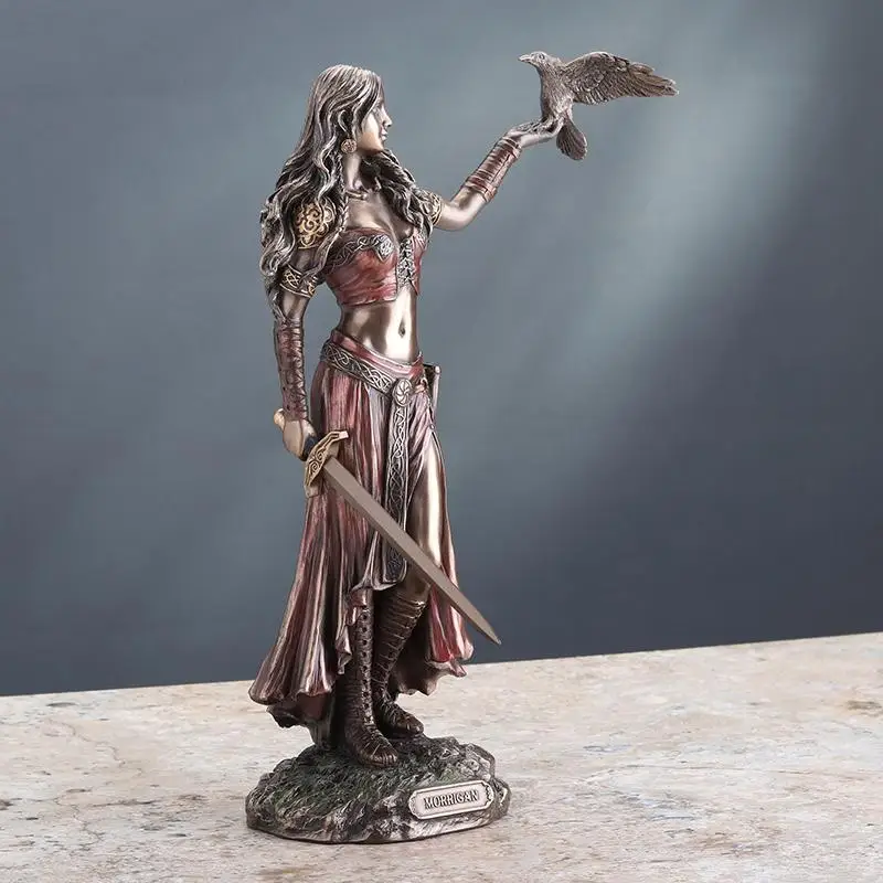 Resin Morrigan  Goddess Statue Battle Themed Crow Figurine High Quality Home Decor Spiritual Gift
