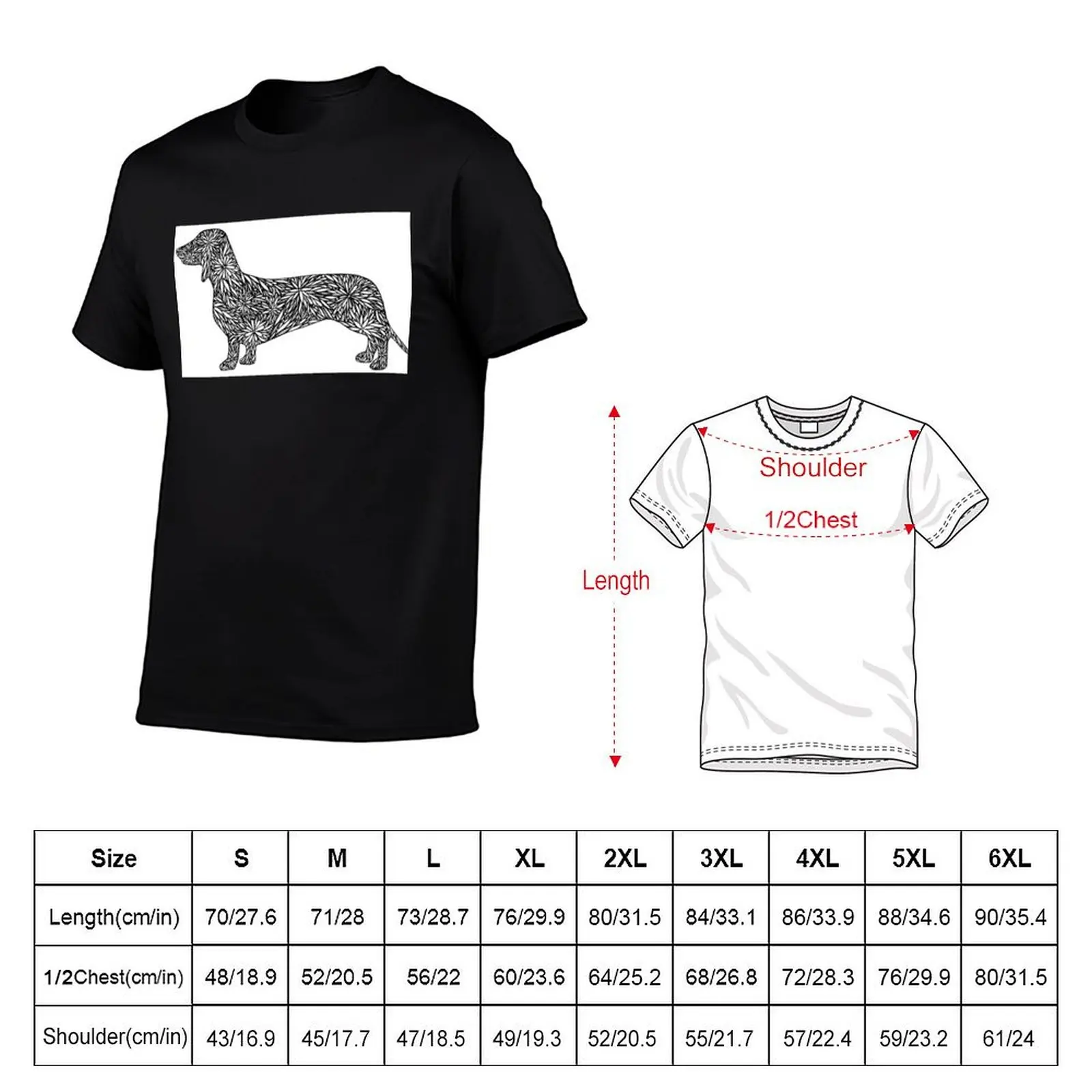 Dachshund- Part of the Doodle Dog Collection T-Shirt customs design your own aesthetic clothes big and tall t shirts for men