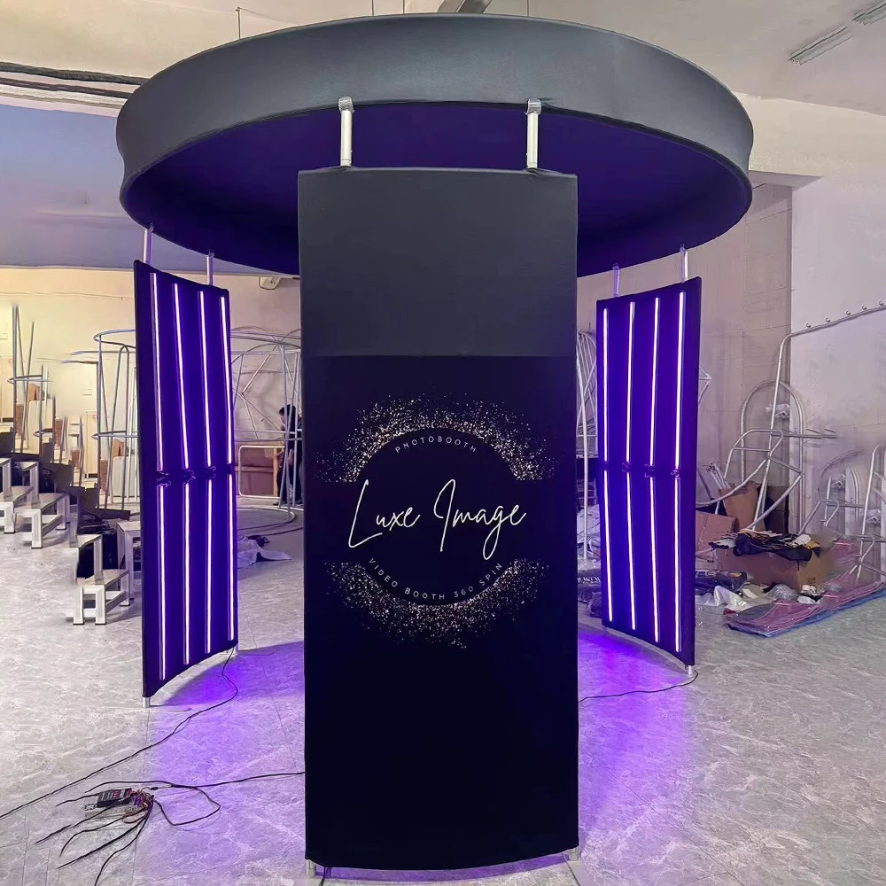 8ft/10ft Backdrop For 360 Photo Booth Machine Enclosure With 28/32 LED RGB Light Custom Logo