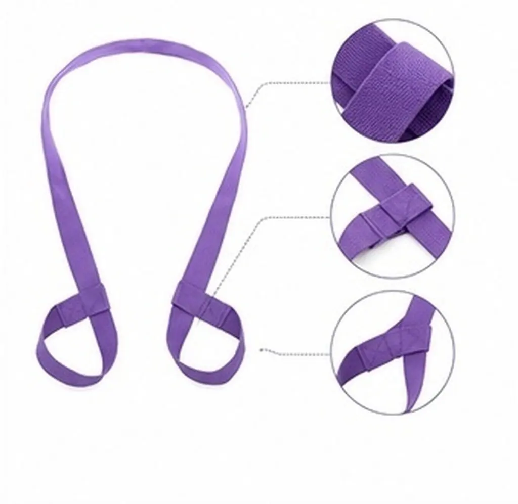 Yoga Strap Mat Buckle Exercise Carrier Straps for Carrying Wrapped Rope Lavender Stretching Women
