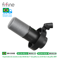 FIFINE Recording XLR Dynamic Microphone with Real-time Monitoring,USB Streaming Mic with Gain Knob/Touch-mute for PC,Mixer-K688