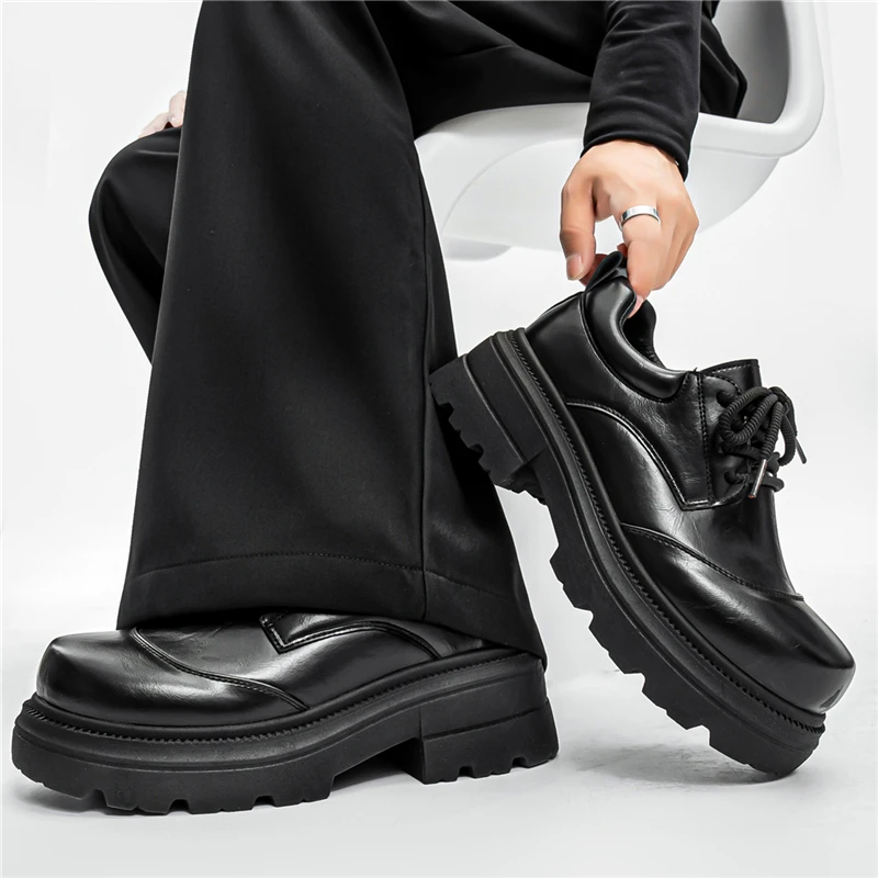 Men's Business Casual Low-Top Work Shoes Autumn New Style Simple British Style Large Head Leather Shoes Fashionable All-Match