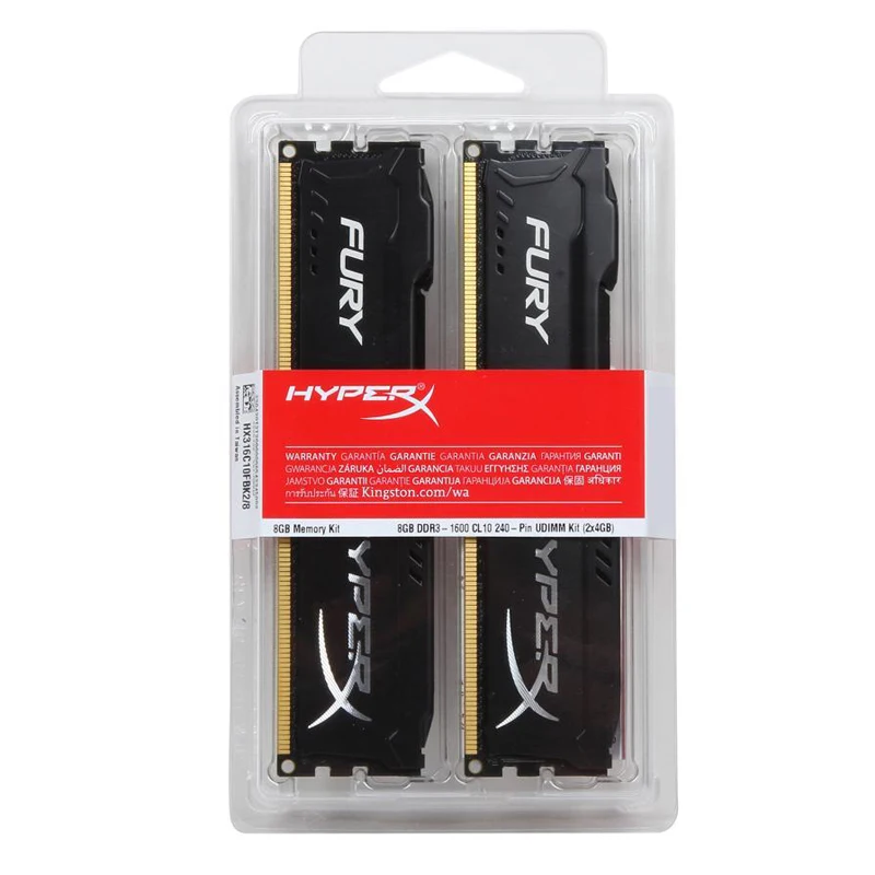 Kit HyperX Fury Memoria RAM DDR3 16 Go (2x8 Go) 1866MHz 1600MHz 1333MHz Mémoire RAM de bureau PC3-12800 14900 1.5V DIMM Mémoire DDR3 KampPin