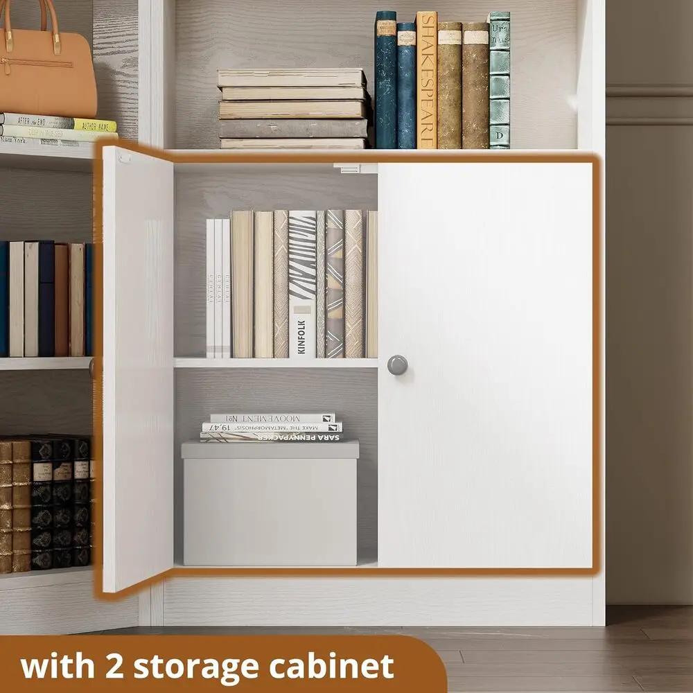 رف كتب وخزانة كتب زاوية من IRONCK مع خزائن تخزين و7 أرفف من طبقات، مجموعة أرفف تخزين بارتفاع 71 بوصة #6