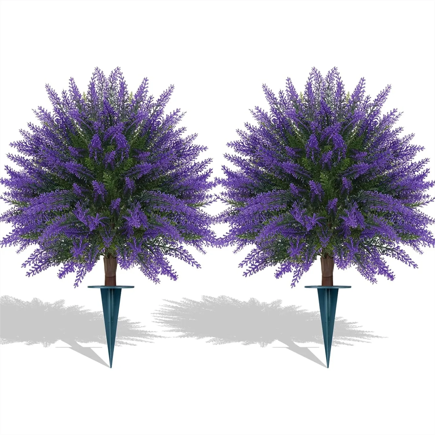 

Artificial Lavender Topiary Ball Set of 2 Boxwood Shrub Bushes with Ground Spike Fake Evergreen Tree for Porch Outdoor UV