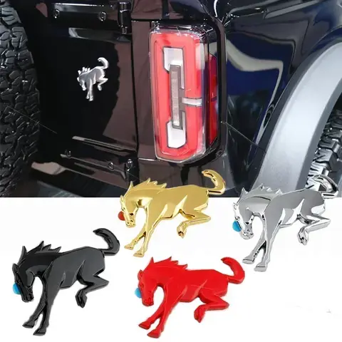 ABS Car Rear Sticker Horse Logo Trunk Badge Side Decals for Ford Bronco Explorer Fusion F150 Fiesta Ranger Focus F250 Edge