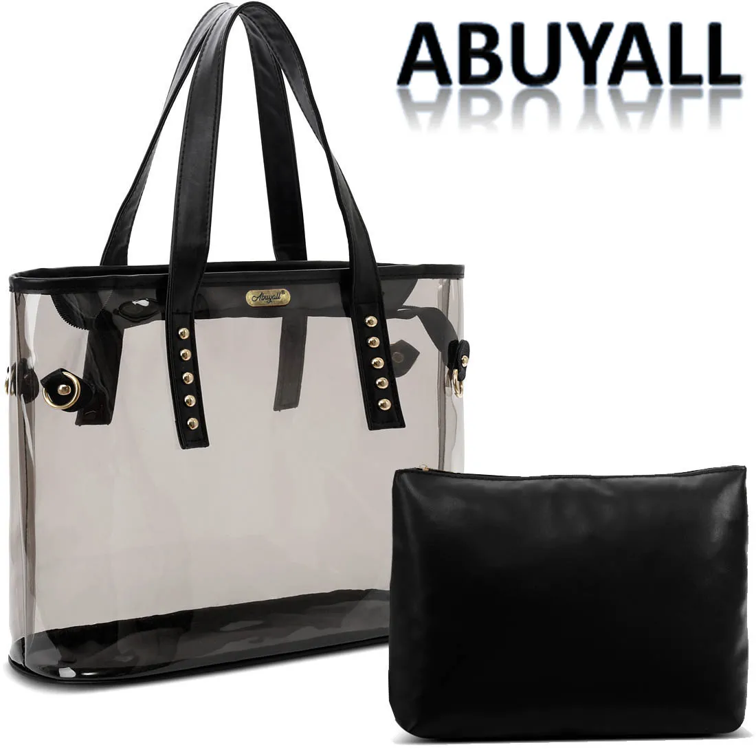 Bolso de mano grande y transparente para mujer, bolsa de Playa Negra, impermeable, de Pvc, para verano, ABLPVC01, 2023