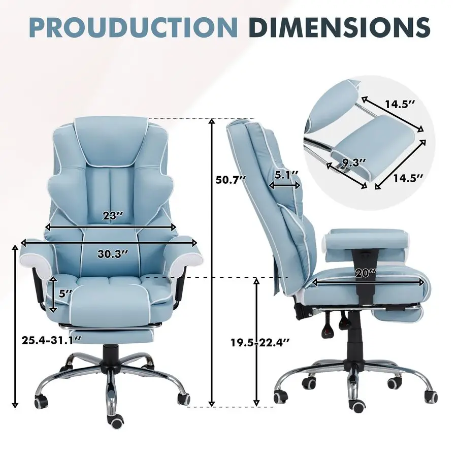 เก้าอี้นวด 6 จุด, เก้าอี้สำนักงานแบบมีระบบทำความร้อน, เก้าอี้สำนักงานที่บ้านตามหลักสรีรศาสตร์พร้อมที่พักเท้าแบบยืดหดได้และฟังก์ชั่นปรับเอน