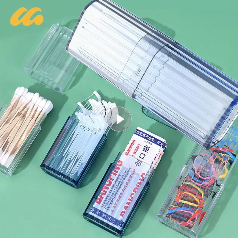 Portable Mini Storage Box Transparent Travel Toothpick Cotton Swab Box Simple Small Object Band-aid Classification Finishing Box