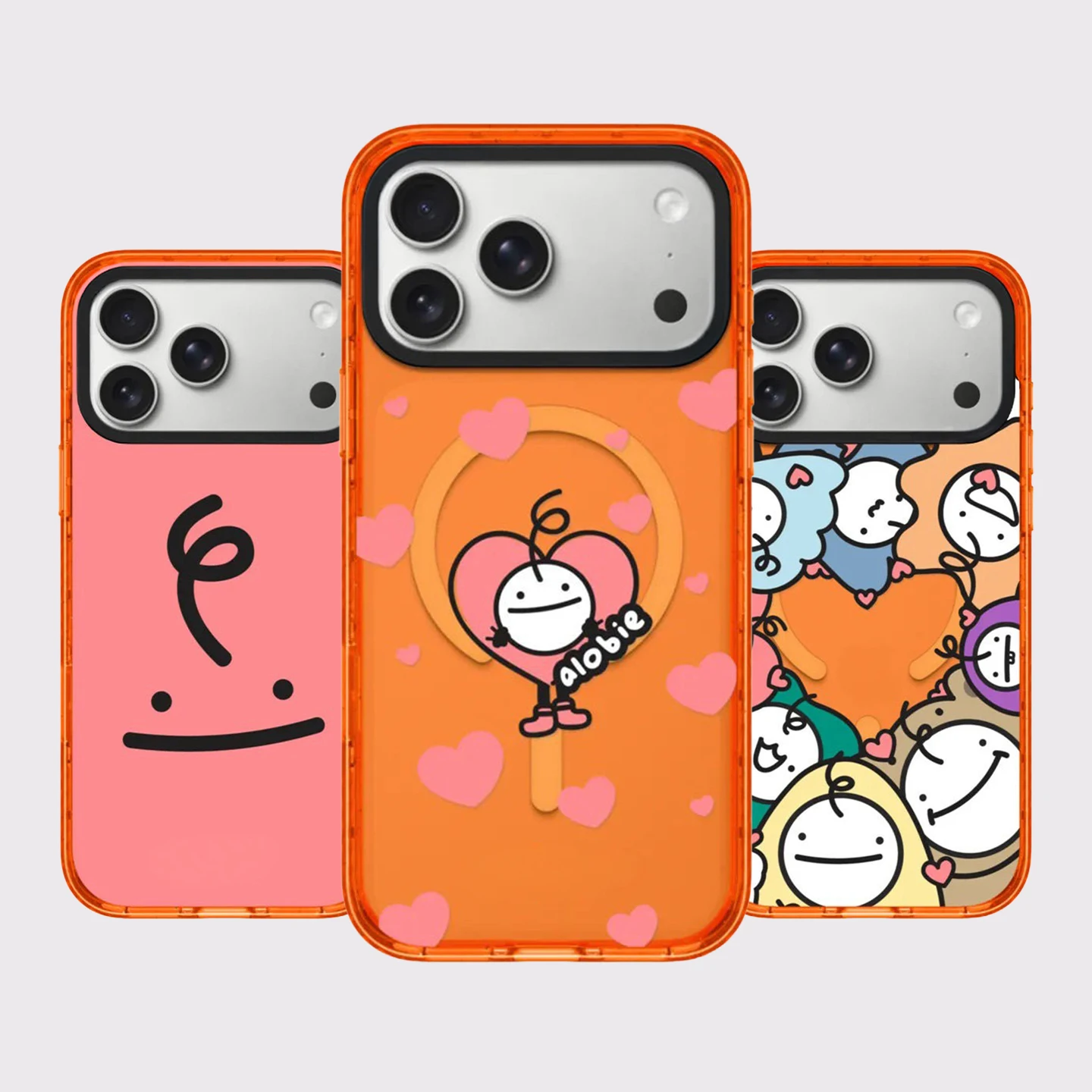 Love Face Cartoon Orange Border Magnetic Phone Case Cover for IPhone 13 14 15 16 17 Pro Max Case for IPhone Air