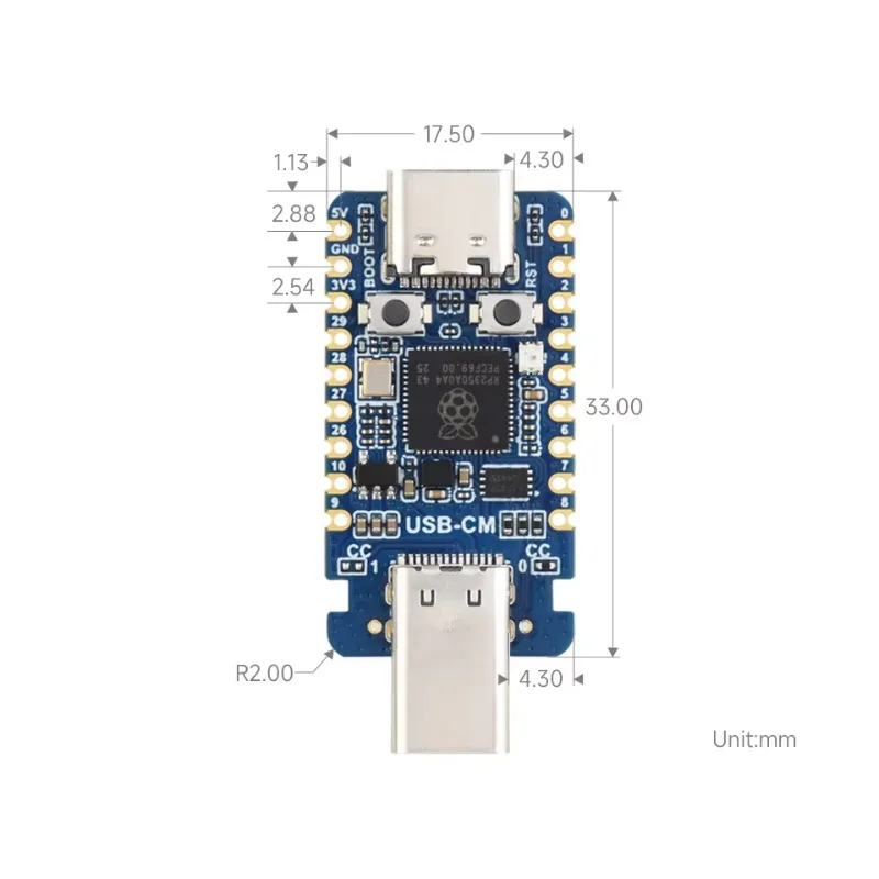 RP2350-USB-C Microcontroller Development Board Based On Raspberry Pi RP2350A Dual-Core & Dual-Architecture