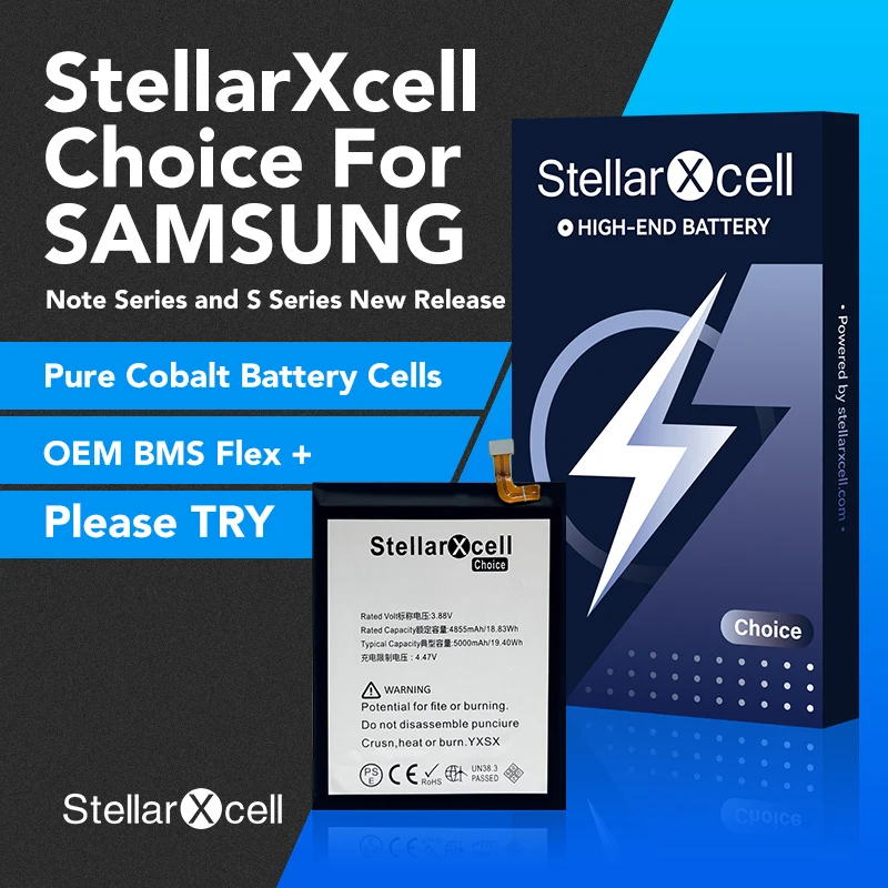 

Аккумулятор StellarXcell для Samsung S10 S10Edge S20 Plus Ultra S21 5G S23 S24 S23 FE Замена аккумулятора премиум-класса из чистого кобальта