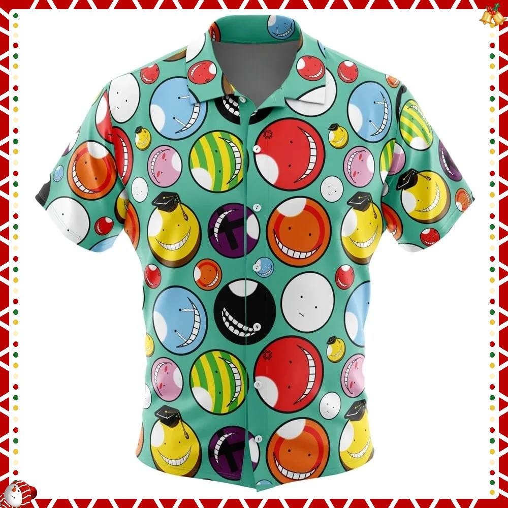 

Гавайская рубашка Koro-sensei Expressions Assassination Classroom Button, универсальная повседневная спортивная летняя мужская рубашка