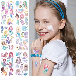 Fake Tattoo Stickers Cartoon One-time Temporary Tattoo Children DIY Art Cartoon Fruit Mermaid Unicorn Marine Animals