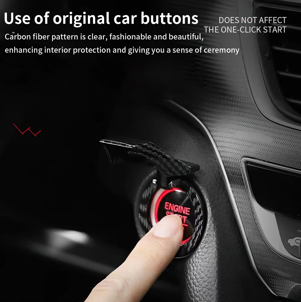 New Styles Car Carbon Fiber Engine Start Stop Push Button Switch Cover Trim Accessories Engine Push Button Protection Cover