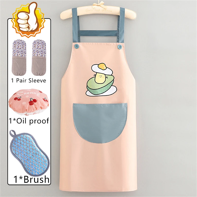 Simple Apron With Pockets Home Kitchen Waterproof Oil-proof Cooking Waist Women Cute Korean Style Work Clothes Apron
