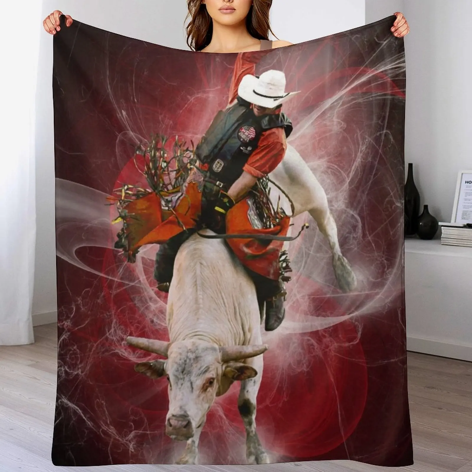 

Bull Rider in Red Throw Blanket Blankets For Bed anime Blankets