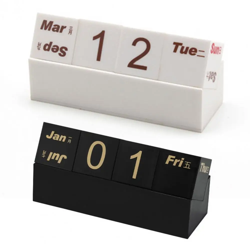 1 Set Durable Calendar Ornament Plastic Desk Calendar Novelty Creative DIY Perpetual Calendar Desktop Ornament Record Date