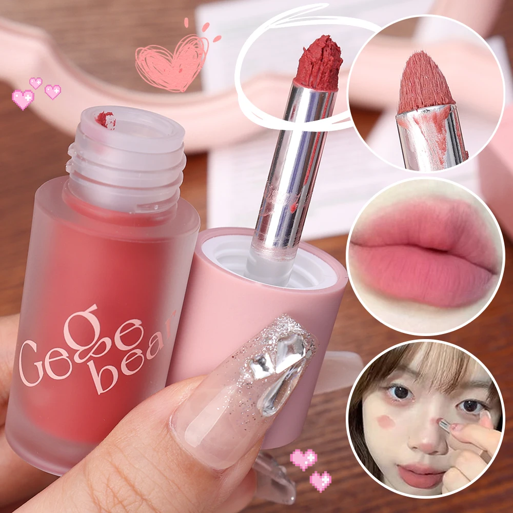 Velvet Matte Lip Gloss Waterproof Lasting Smooth Mousse Eye Shadow Blusher Lip Glaze Multi-Purpose Beauty Cream Makeup Cosmetics