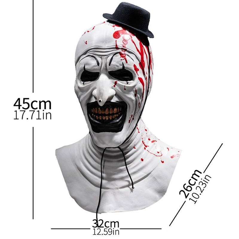 Hot Movie Terrifier 2 Clown Cosplay Mask uomo donna Halloween Party Carnival Roleplay Terrifier Clown Joker Full Face Mask Latex