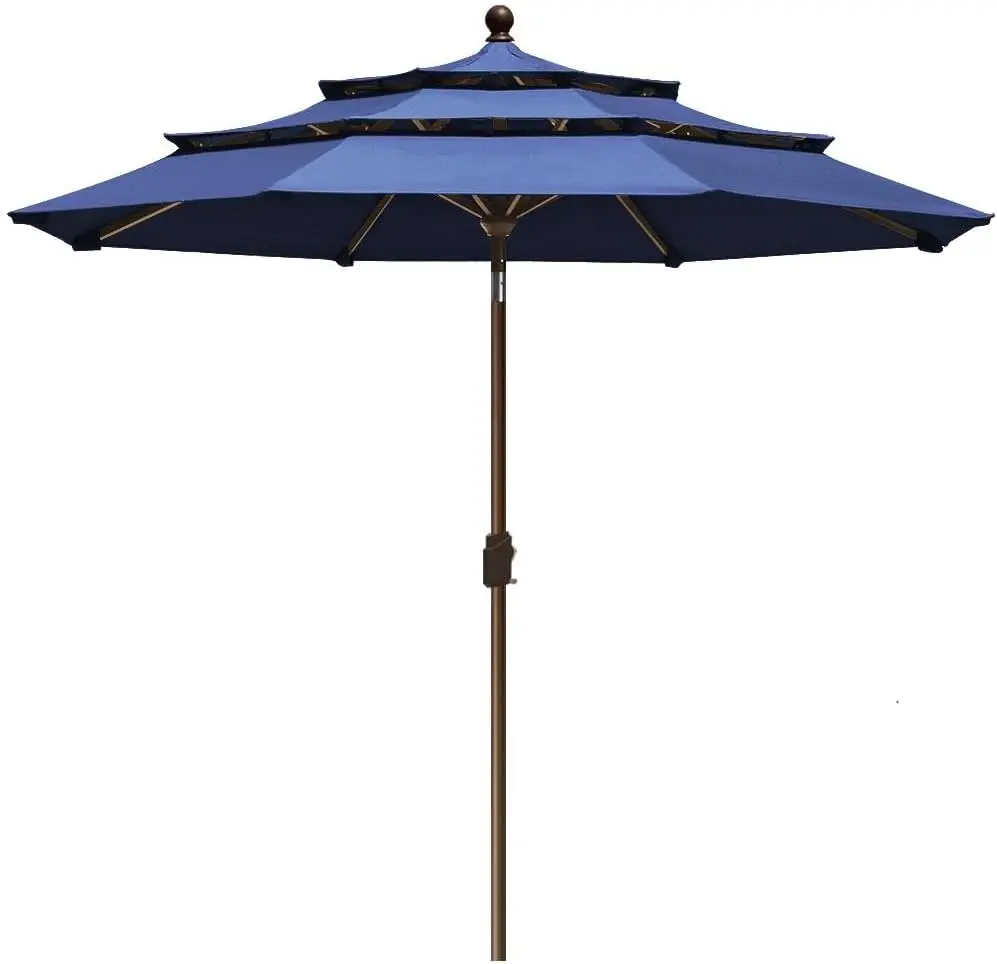 

XCYEliteShade 9Ft 3 Tiers Market Umbrella Patio Umbrella Outdoor Table Umbrella with Ventilation,Navy Blue