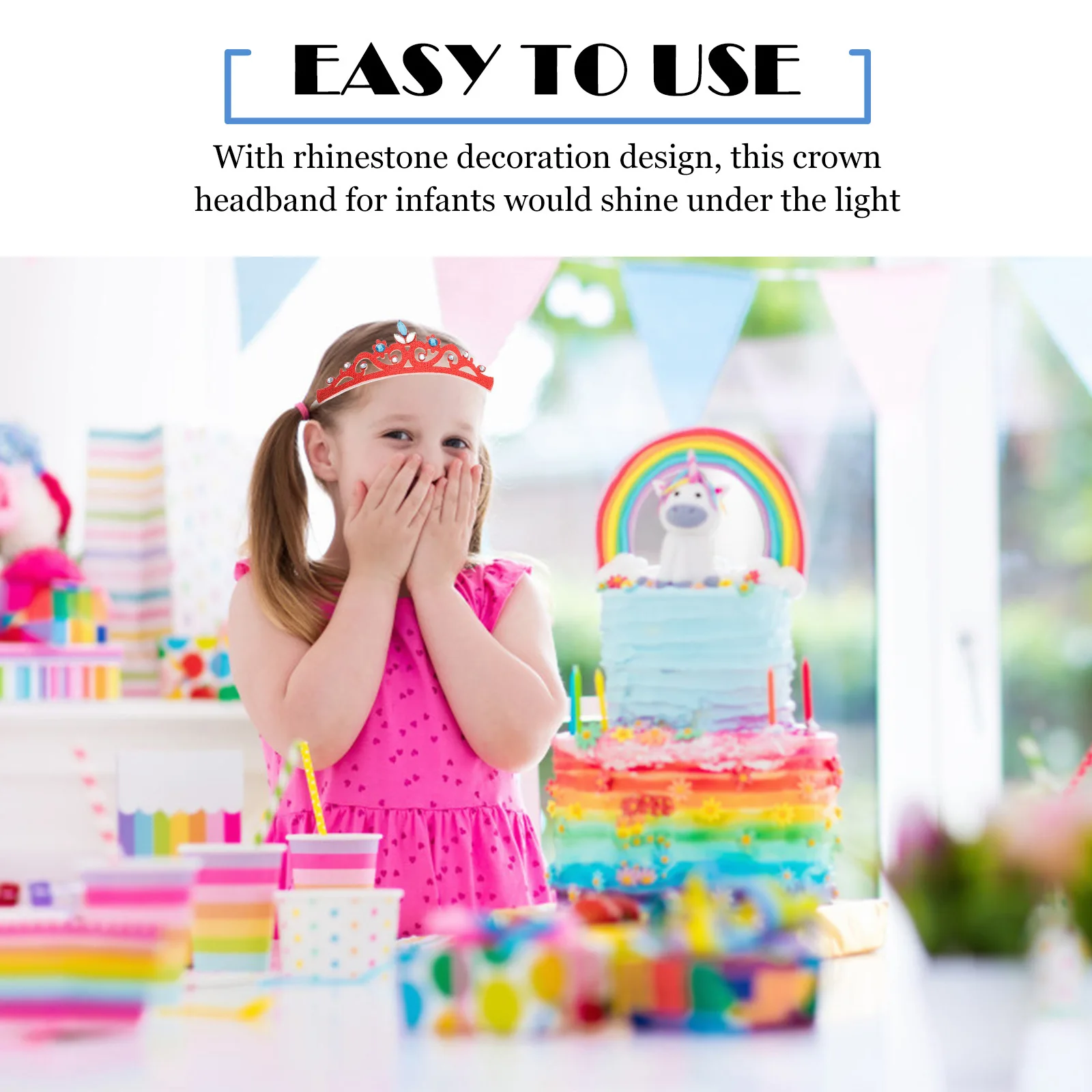 

5Pcs Children Crown Hairband Baby Girls Rhinestone Crystal Headband Comfortable Elastic Baby Photography Birthday Party