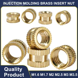 Injection Molding Brass insert nut M1.6 M1.7 M2 M2.5 M3 M3.5 Brass Round Knurled Thread Embed Parts Inserts Nuts 20Pcs-200Pcs