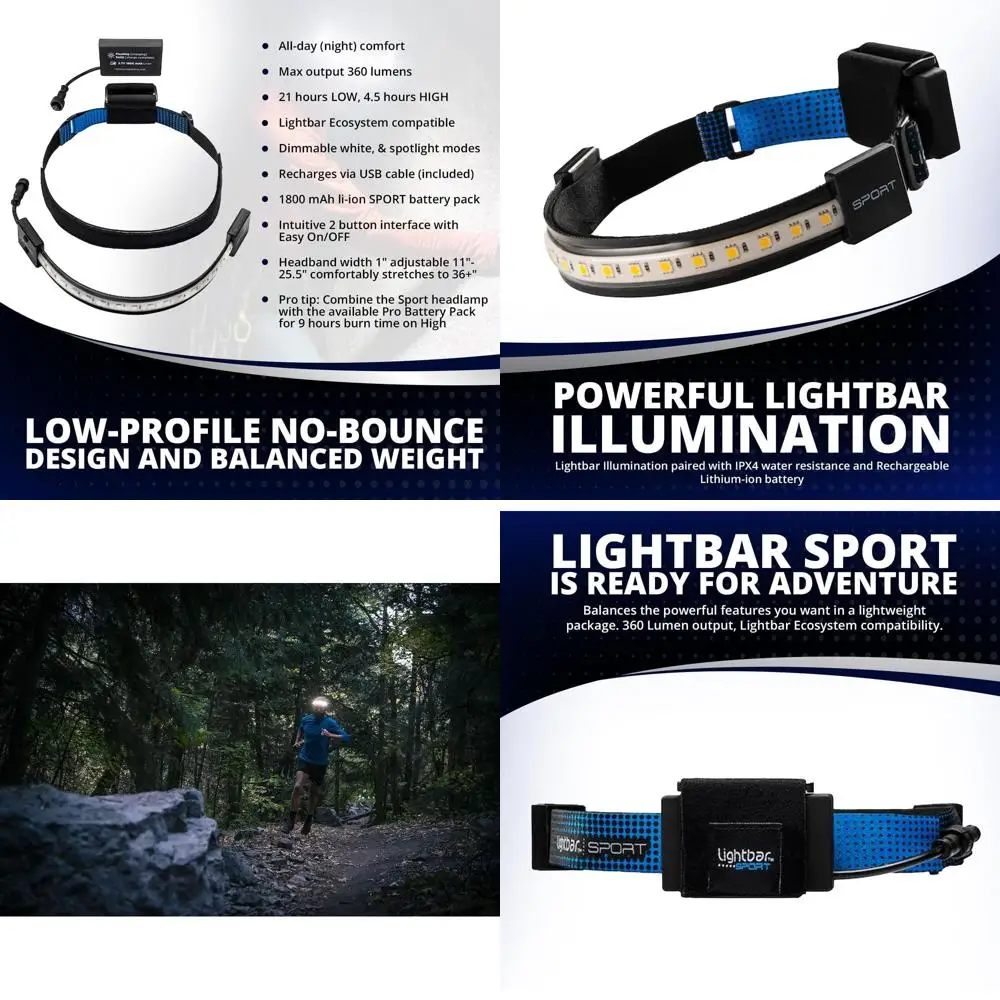 

300-500 Lumen LED Headlamp with Spot and Red Light Modes - Ideal for Outdoor Activities and Work
